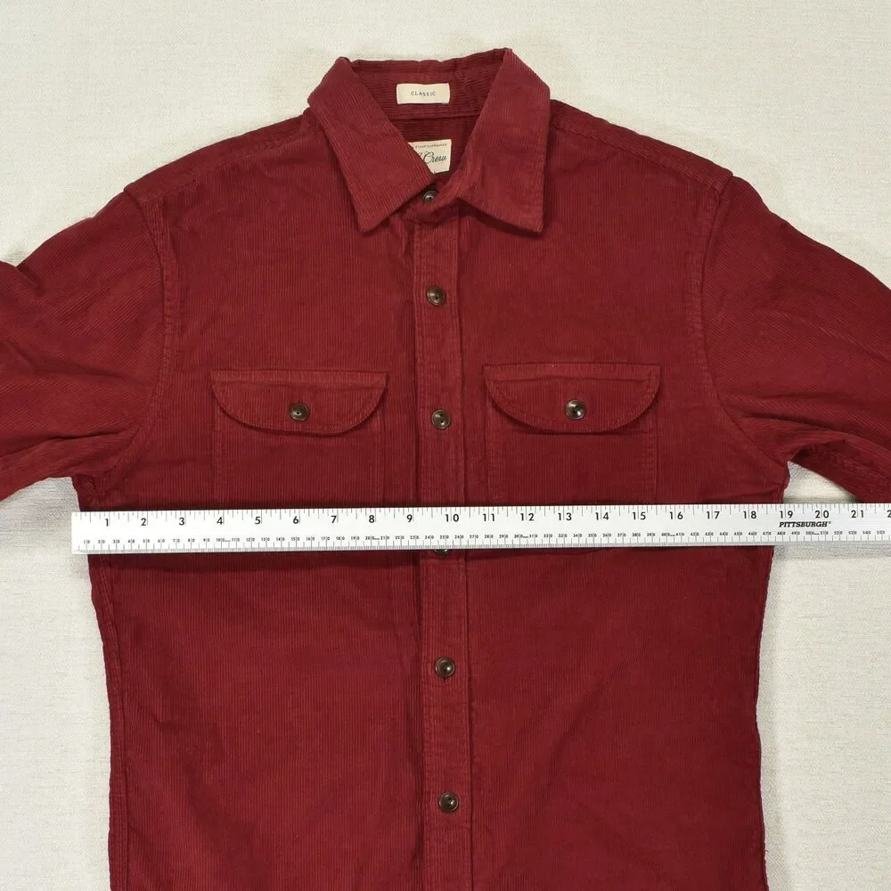 J Crew Mens XS Corduroy Shirt Long Sleeve Red Fine Wale Button Down Workshirt